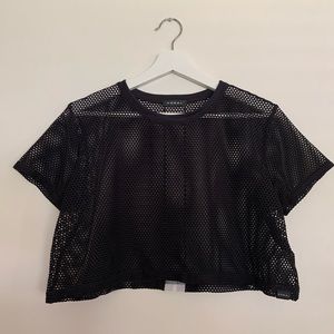 Koral black fishnet cropped top Small new